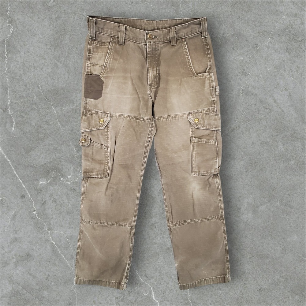 Carhartt Cargo Pants Mens 32x30 Brown B342 DFE Relaxed Fit Ripstop Distressed